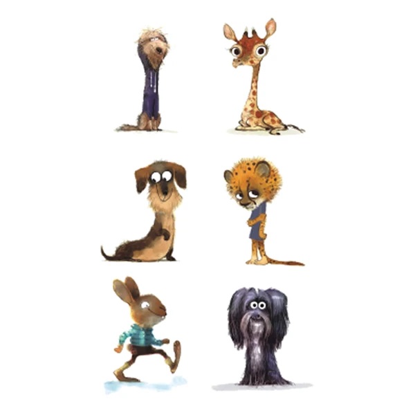 Väike ajutine tattoo naljakad loomad