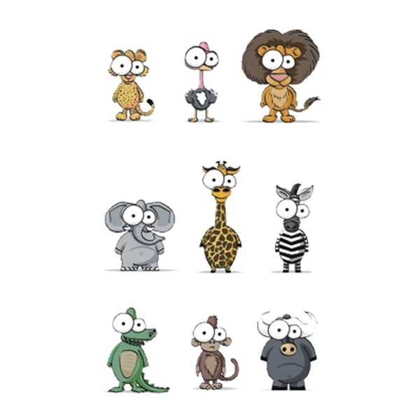 Väike ajutine tattoo naljakad loomad