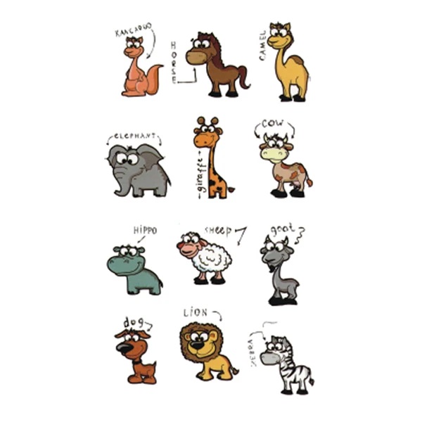 Väike ajutine tattoo naljakad loomad