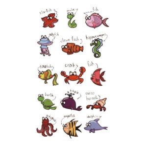 Väike ajutine tattoo naljakad mereloomad