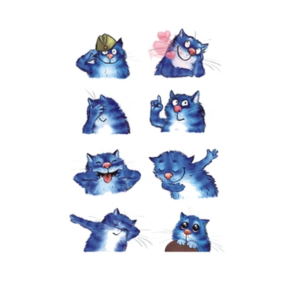 Väike ajutine tattoo sinised kassid