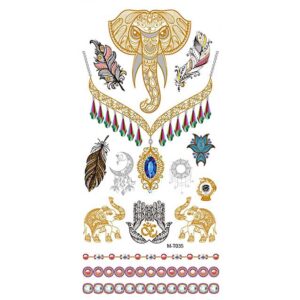 Ajutine metallik tätoveering elevant ja kaelakee