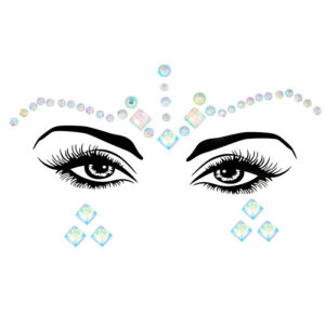 Hõbedased AB näokristallid, kleebitavad kivikesed näole
