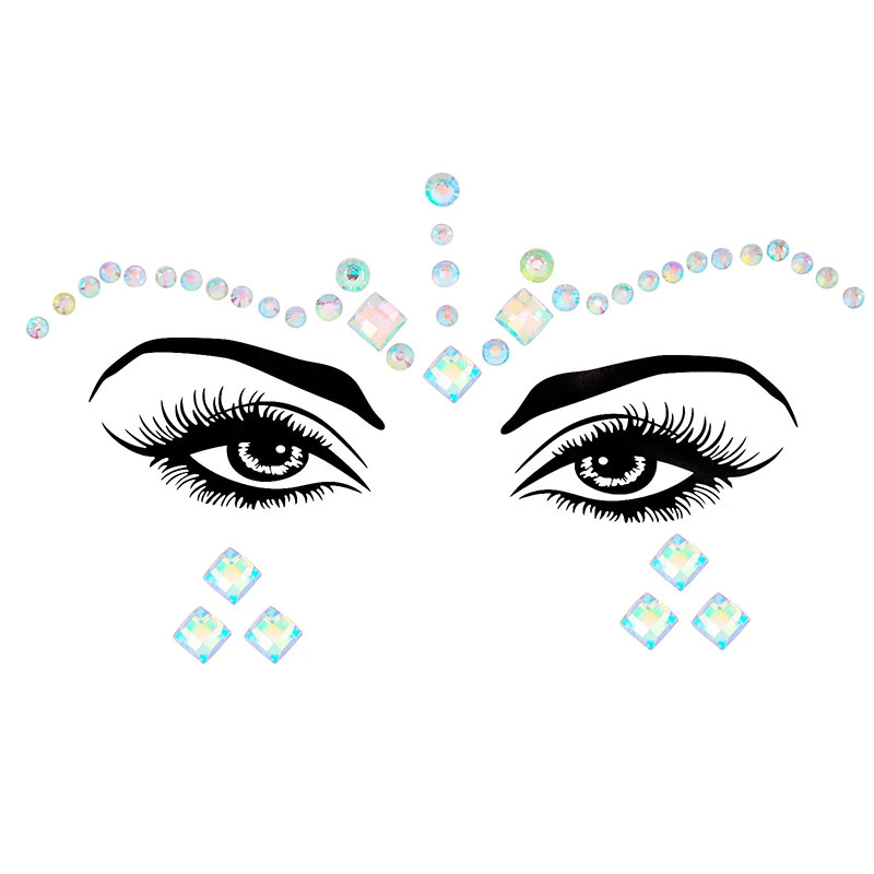 Hõbedased AB näokristallid, kleebitavad kivikesed näole
