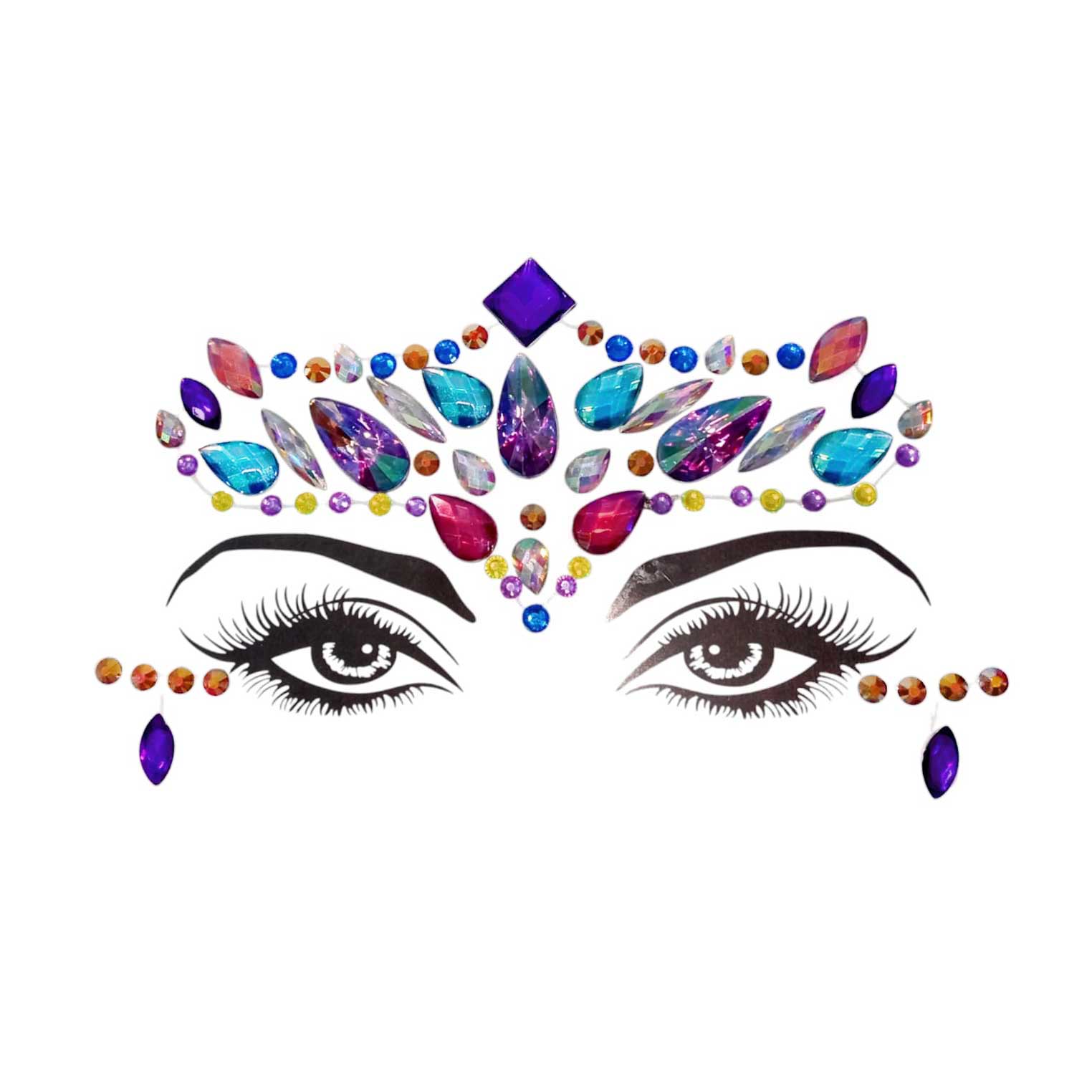 Värvilised näokristallid, kleebitavad kivikesed näole